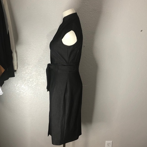 Calvin Klein Black Midi Dress with Button Detail - Picture 4 of 12